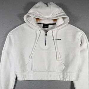 Alphalete White Cropped Quarter Zip Hoodie Sweatshirt Athletic Small Comfort Gym